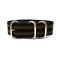 HNS Black & Red & Green Strip Heavy Duty Ballistic Nylon Watch Strap With 3 Rose Gold Plated Stainless Steel Rings