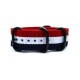 HNS France Flag Red & White & Blue Heavy Duty Ballistic Nylon Watch Strap With 5 PVD Coated Stainless Steel Rings