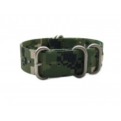 HNS Camouflage Desert Heavy Duty Ballistic Nylon Watch Strap With 5 Matt Stainless Steel Rings