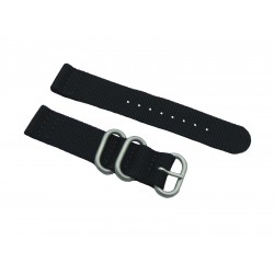 HNS 2 Pieces Black Heavy Duty Ballistic Nylon Watch Strap With 3 Matte Coated Stainless Steel Rings