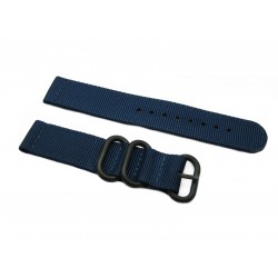 HNS 2 Pieces Navy Heavy Duty Ballistic Nylon Watch Strap With 3 PVD Coated Stainless Steel Rings