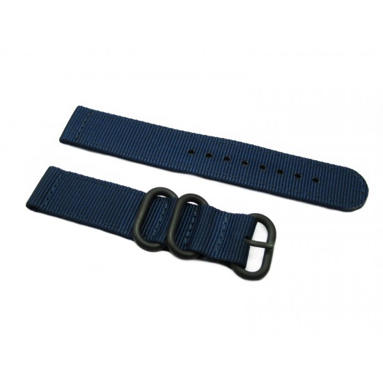 HNS 2 Pieces Navy Heavy Duty Ballistic Nylon Watch Strap With 3 PVD Coated Stainless Steel Rings