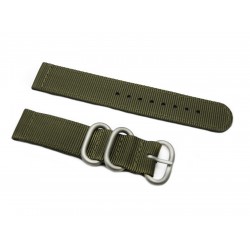 HNS 2 Pieces Olive Heavy Duty Ballistic Nylon Watch Strap With 3 Matt Stainless Steel Rings