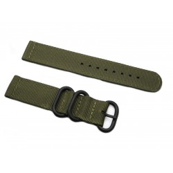 HNS 2 Pieces Olive Heavy Duty Ballistic Nylon Watch Strap With 3 PVD Coated Stainless Steel Rings