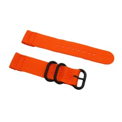 HNS 2 Pieces Orange Heavy Duty Ballistic Nylon Watch Strap With 3 PVD Coated Stainless Steel Rings
