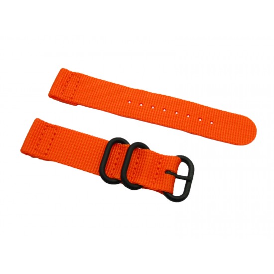 HNS 2 Pieces Orange Heavy Duty Ballistic Nylon Watch Strap With 3 PVD Coated Stainless Steel Rings