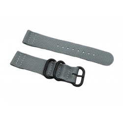 HNS 2 Pieces Grey Heavy Duty Ballistic Nylon Watch Strap With 3 PVD Coated Stainless Steel Rings