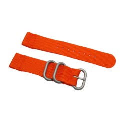 HNS 2 Pieces Orange  Heavy Duty Ballistic Nylon Watch Strap With 3 Matte  Stainless Steel Rings