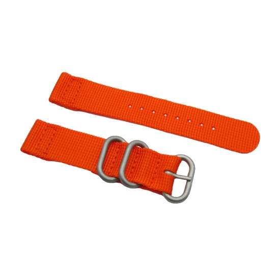 HNS 2 Pieces Orange  Heavy Duty Ballistic Nylon Watch Strap With 3 Matte  Stainless Steel Rings