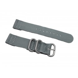 HNS 2 Pieces Grey Heavy Duty Ballistic Nylon Watch Strap With 3 Matte  Stainless Steel Rings