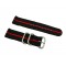 HNS 2 Pieces Black with Red Heavy Duty Ballistic Nylon Watch Strap With 3 Matte Rings