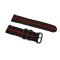 HNS 2 Pieces Black with Red Heavy Duty Ballistic Nylon Watch Strap With 3 PVD Coated Stainless Steel Rings