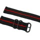 HNS 2 Pieces Black with Red Heavy Duty Ballistic Nylon Watch Strap With 3 PVD Coated Stainless Steel Rings