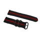 HNS 2 Pieces Black with Red Heavy Duty Ballistic Nylon Watch Strap With 3 PVD Coated Stainless Steel Rings