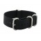 HNS Black Heavy Duty Ballistic Nylon Watch Strap With 5 Matte Stainless Steel Rings