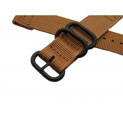 HNS 2 Pieces Khaki Heavy Duty Ballistic Nylon Watch Strap With 3 PVD Coated Stainless Steel Rings