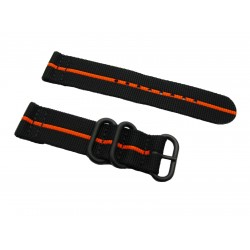 HNS 2 Pieces Black with Orange Heavy Duty Ballistic Nylon Watch Strap With 3 PVD Rings
