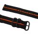 HNS 2 Pieces Black with Orange Heavy Duty Ballistic Nylon Watch Strap With 3 PVD Rings