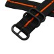HNS 2 Pieces Black with Orange Heavy Duty Ballistic Nylon Watch Strap With 3 PVD Rings