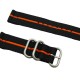 HNS 2 Pieces Black with Orange Heavy Duty Ballistic Nylon Watch Strap With 3 Matte Rings