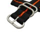 HNS 2 Pieces Black with Orange Heavy Duty Ballistic Nylon Watch Strap With 3 Matte Rings