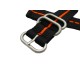 HNS 2 Pieces Black with Orange Heavy Duty Ballistic Nylon Watch Strap With 3 Matte Rings