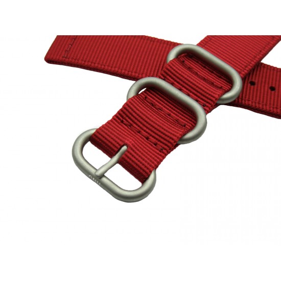 HNS 2 Pieces Red Heavy Duty Ballistic Nylon Watch Strap With 3 Matte  Stainless Steel Rings