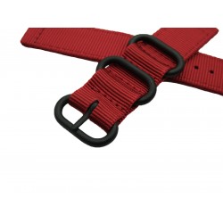 HNS 2 Pieces Red Heavy Duty Ballistic Nylon Watch Strap With 3 PVD Coated Stainless Steel Rings