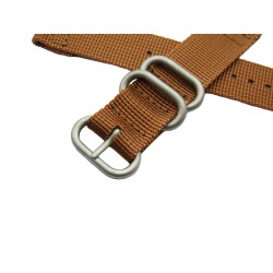 HNS 2 Pieces Khaki Heavy Duty Ballistic Nylon Watch Strap With 3 Matte Stainless Steel Rings