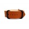HNS Handmade Reto Style Honey Calf Leather Watch Strap With 3 PVD Coated Stainless Steel Rings