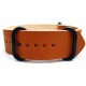 HNS Handmade Reto Style Honey Calf Leather Watch Strap With 3 PVD Coated Stainless Steel Rings