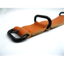 HNS Handmade Reto Style Honey Calf Leather Watch Strap With 3 PVD Coated Stainless Steel Rings