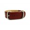 HNS Handmade Coffee Calf Leather Watch Strap With 3 Matt Stainless Steel Rings