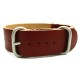 HNS Handmade Coffee Calf Leather Watch Strap With 3 Matt Stainless Steel Rings