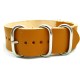HNS Handmade Merigold Calf Leather Watch Strap With 5 Polished Stainless Steel Rings