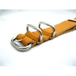 HNS Handmade Merigold Calf Leather Watch Strap With 5 Polished Stainless Steel Rings