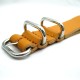 HNS Handmade Merigold Calf Leather Watch Strap With 5 Polished Stainless Steel Rings