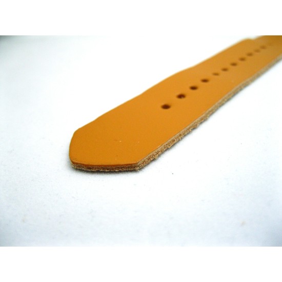 HNS Handmade Merigold Calf Leather Watch Strap With 5 Polished Stainless Steel Rings