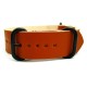 HNS Handmade Reto Style Brown Calf Leather Watch Strap With 3 PVD Coated Stainless Steel Rings