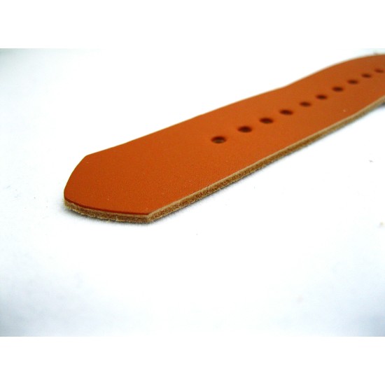 HNS Handmade Reto Style Brown Calf Leather Watch Strap With 3 PVD Coated Stainless Steel Rings