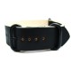 HNS Handmade Reto Style Black Calf Leather Watch Strap With 3 PVD Coated Stainless Steel Rings