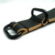 HNS Handmade Reto Style Black Calf Leather Watch Strap With 3 PVD Coated Stainless Steel Rings