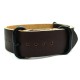 HNS Handmade Reto Style Dark Brown Calf Leather Watch Strap With 3 PVD Coated Stainless Steel Rings