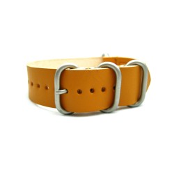 HNS Handmade Merigold Calf Leather Watch Strap With 5 Matt Stainless Steel Rings