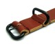 HNS Handmade Reto Style Coffee Calf Leather Watch Strap With 3 PVD Coated Stainless Steel Rings