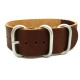 HNS Handmade Brown Calf Leather Watch Strap With 5 Matt Stainless Steel Rings