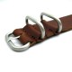 HNS Handmade Brown Calf Leather Watch Strap With 5 Matt Stainless Steel Rings