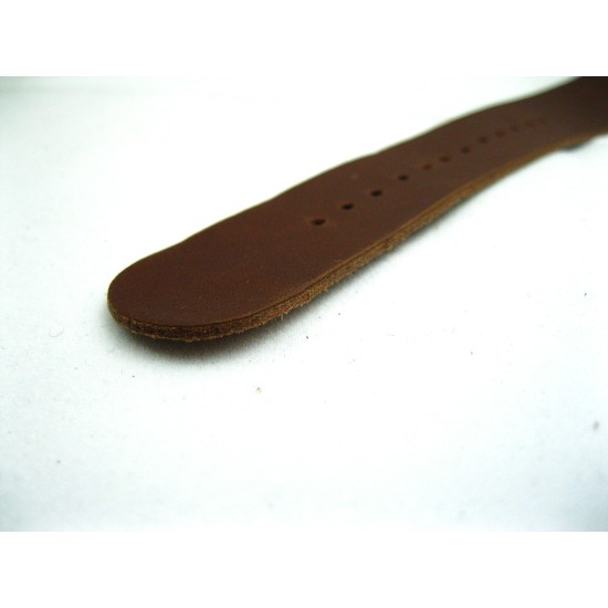 HNS Handmade Brown Calf Leather Watch Strap With 5 Matt Stainless Steel Rings