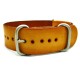 HNS Handmade Reto Washing Style Honey Calf Leather Watch Strap With 3 Matt Stainless Steel Rings