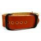 HNS Handmade Antique Vintage Style Honey Calf Leather Watch Strap With 3 PVD Coated Stainless Steel Rings